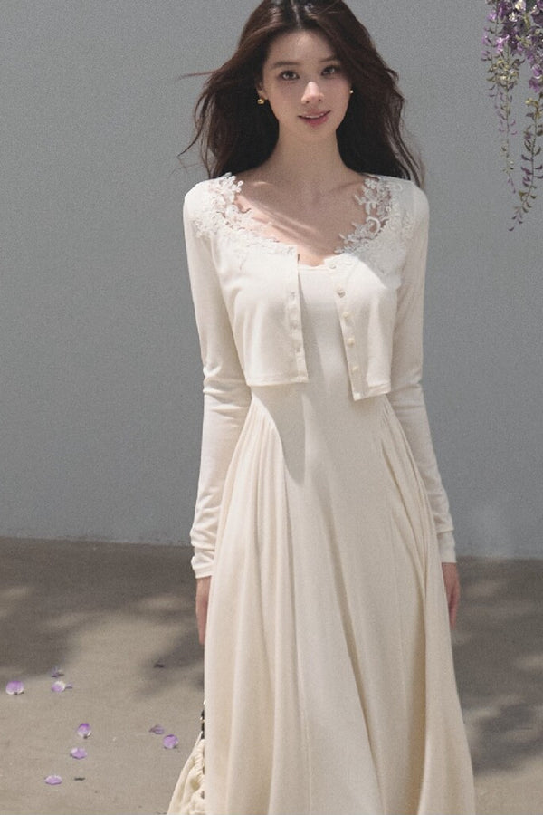 Lyocell Lace Cardigan and Suspender Dress Set