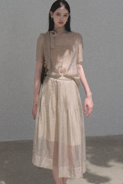 Chiffon Blouse and Pleated Skirt Set-Up