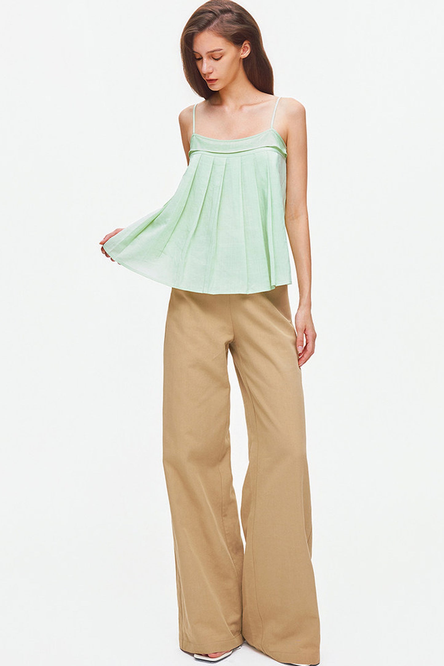 Tencel Linen Cotton Wide-Leg Trousers