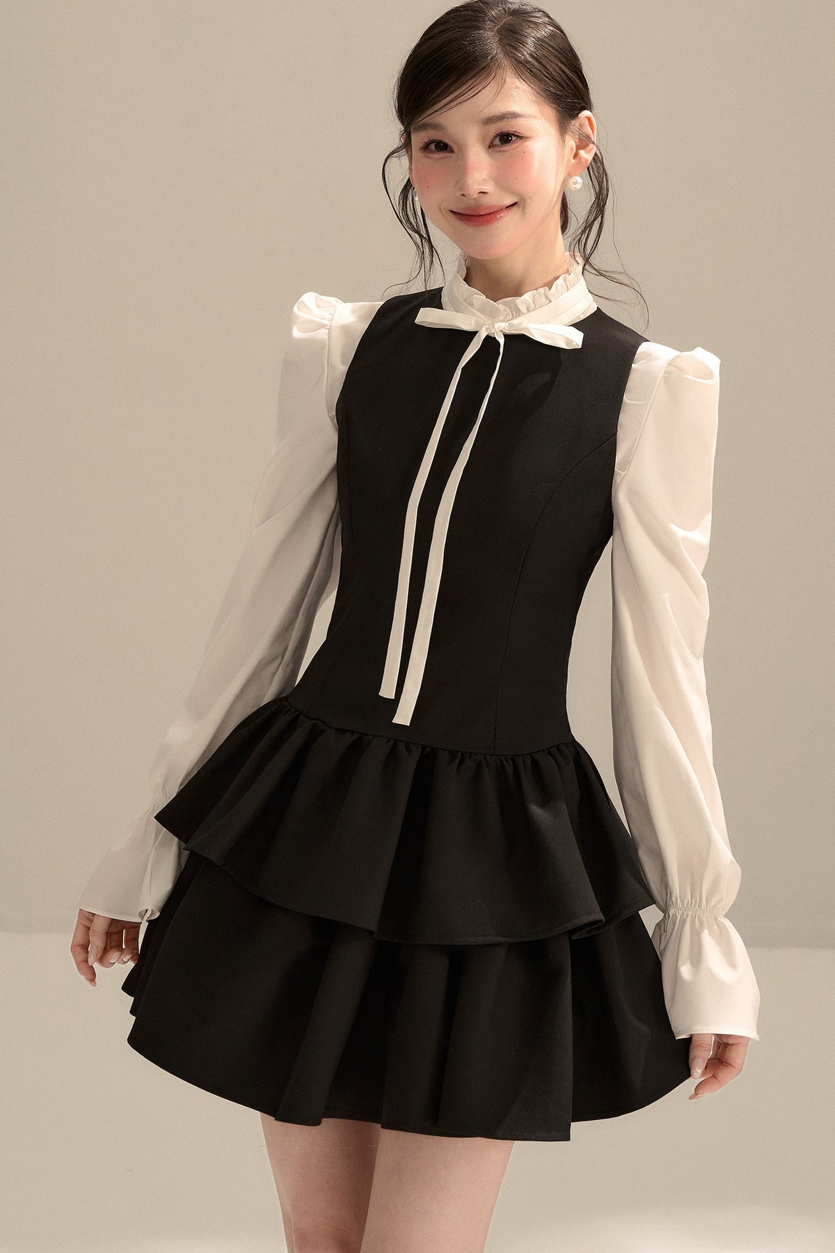 Black Sleeveless Puffy Tank Dress