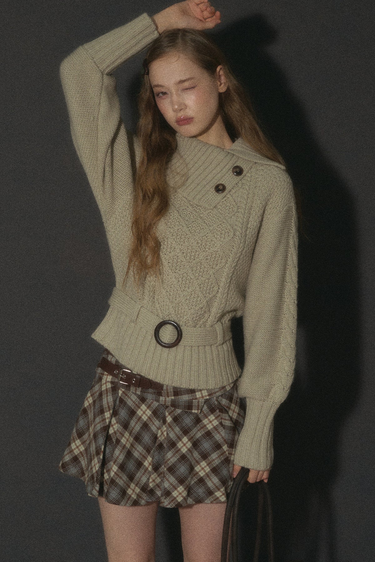 Diamond Pattern Cable Knit Top