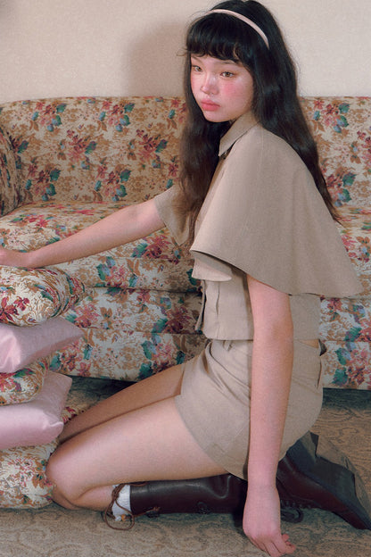 High-Waisted A-Line Belt Skirt