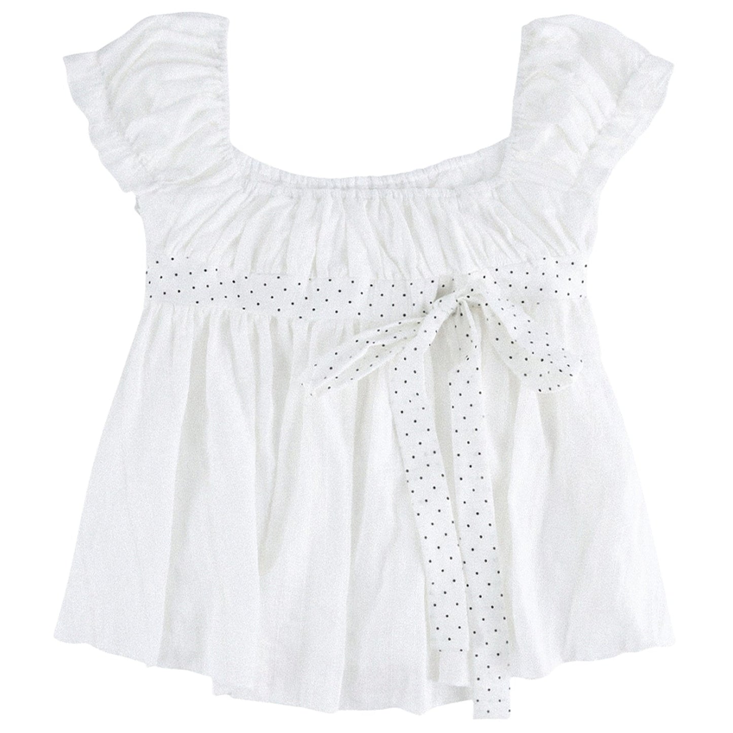 Polka Dot Bow Puff Sleeve Top Set-Up