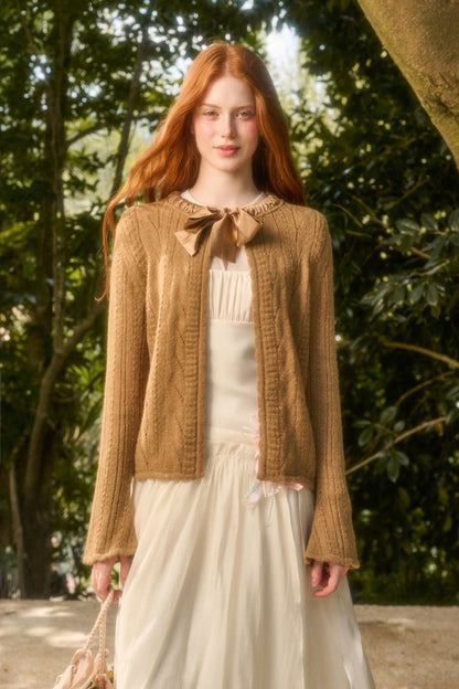 Ribbon Soft Wool Knit Cardigan