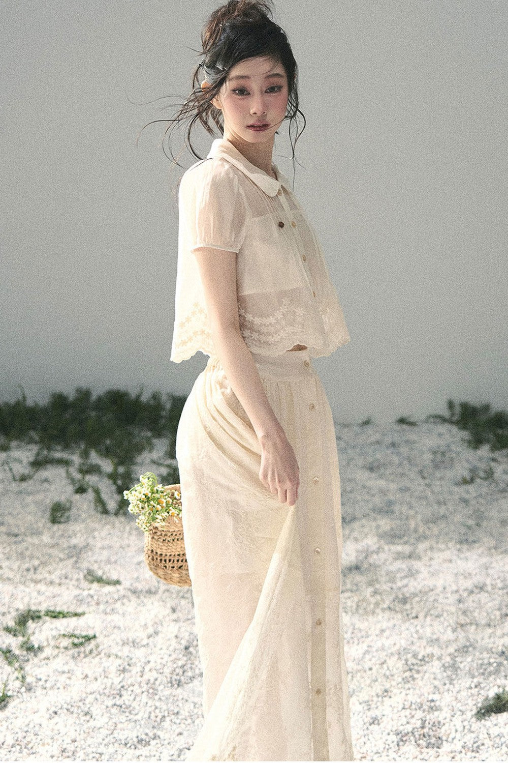 French Floral Lace Two-Piece Set