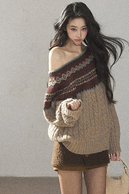 Boucle Layered-Look Skirt