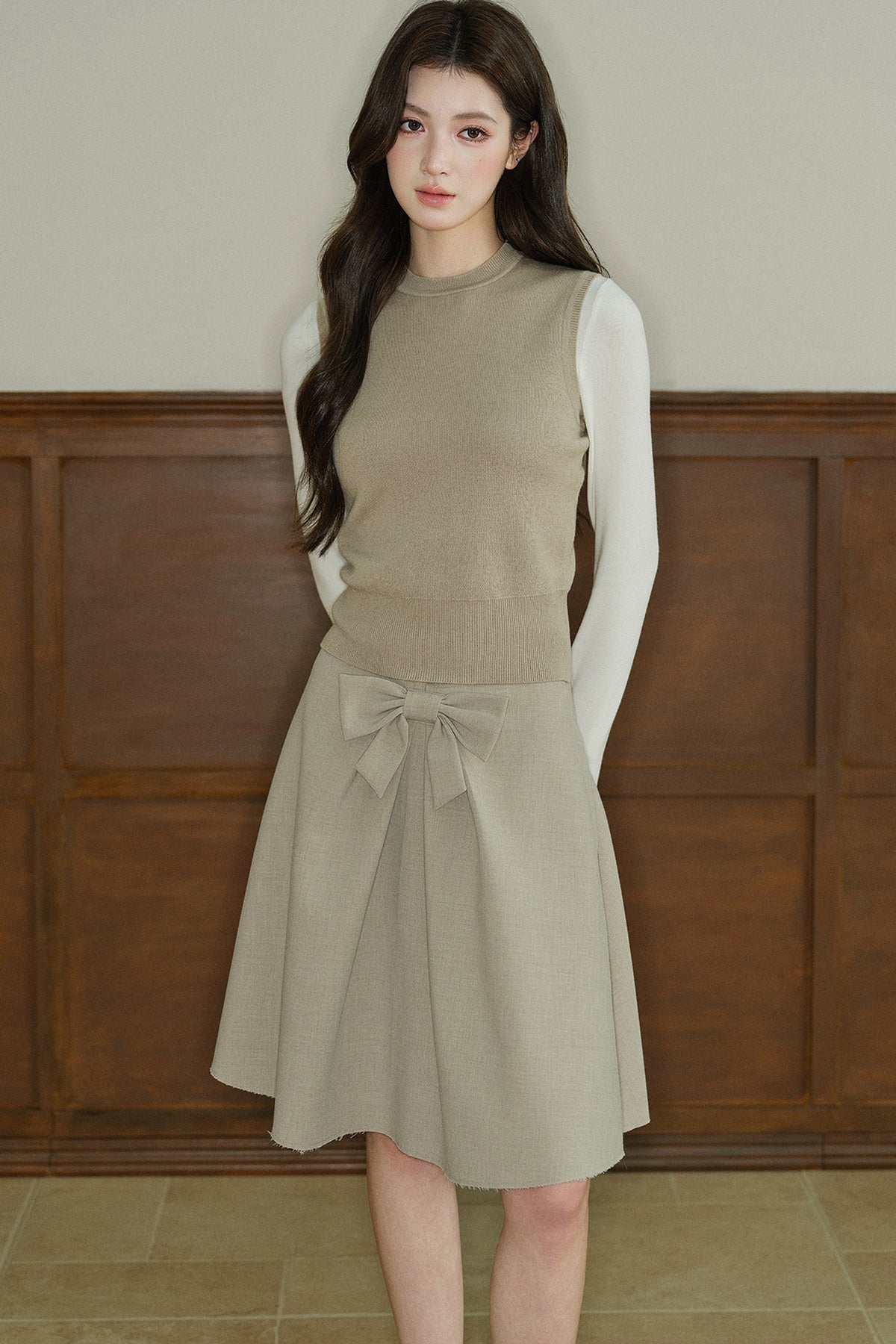 Long-Sleeved Round-Neck Knit Base Layer Top
