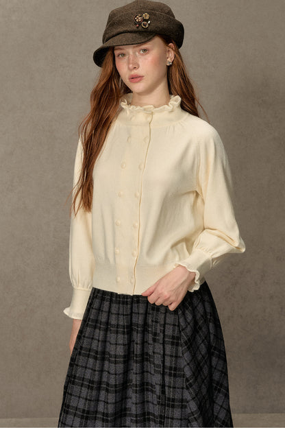 Plaid Tweed Midi Skirt
