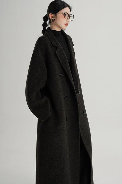 Cappotto ampio lungo in lana double face