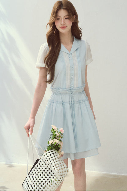Sea Salt Blue Lyocell Shirt Dress
