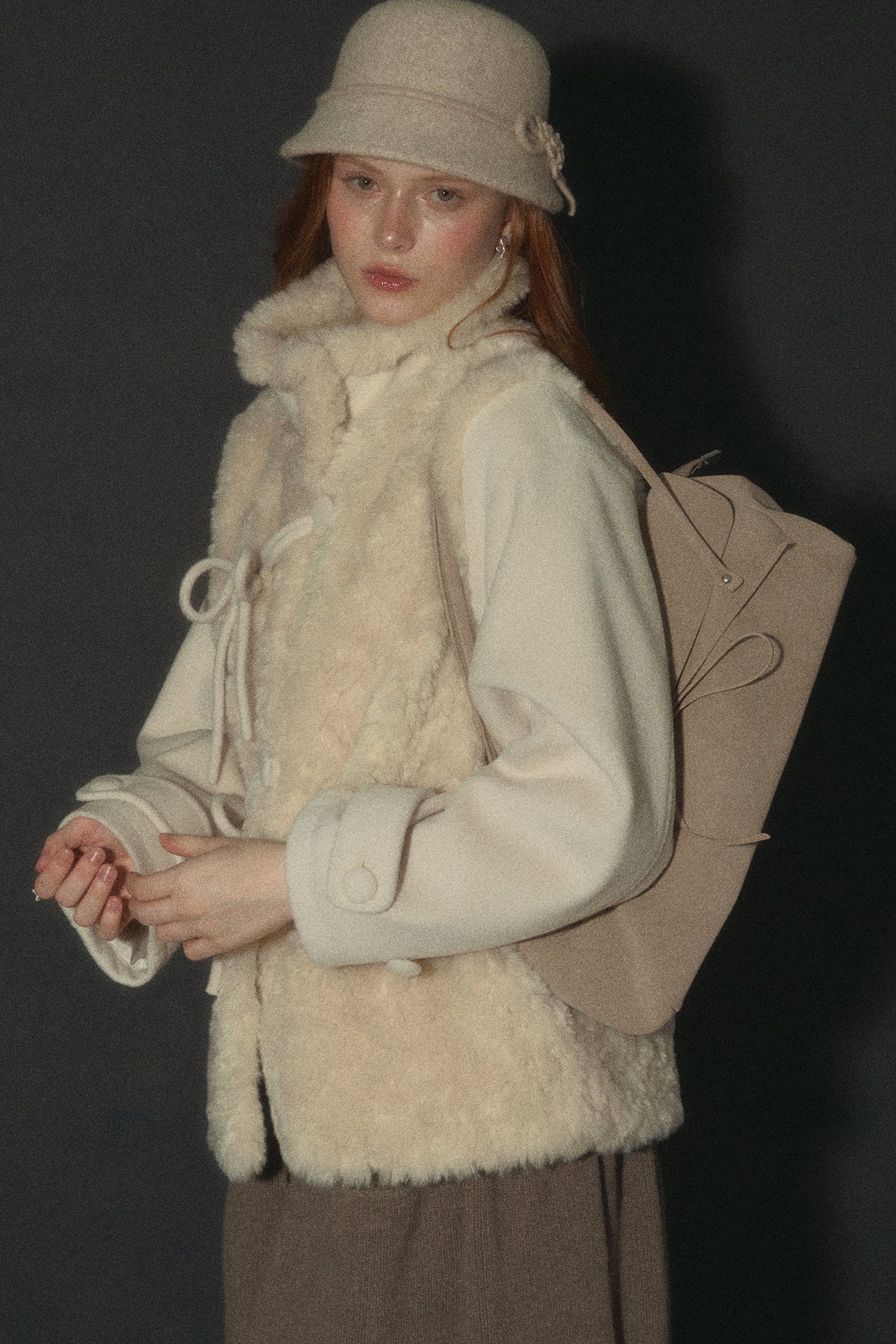 Flower Tea Layered-Look Woolen Furry Top