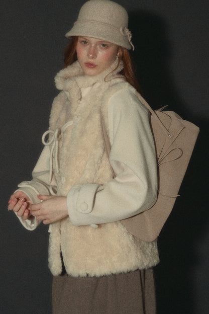 Flower Tea Layered-Look Woolen Furry Top