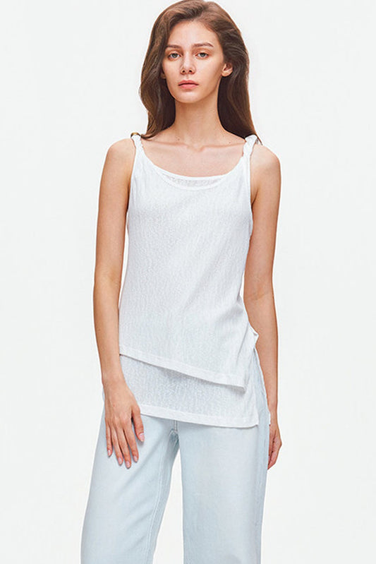Top de punto jacquard texturizado de lyocell