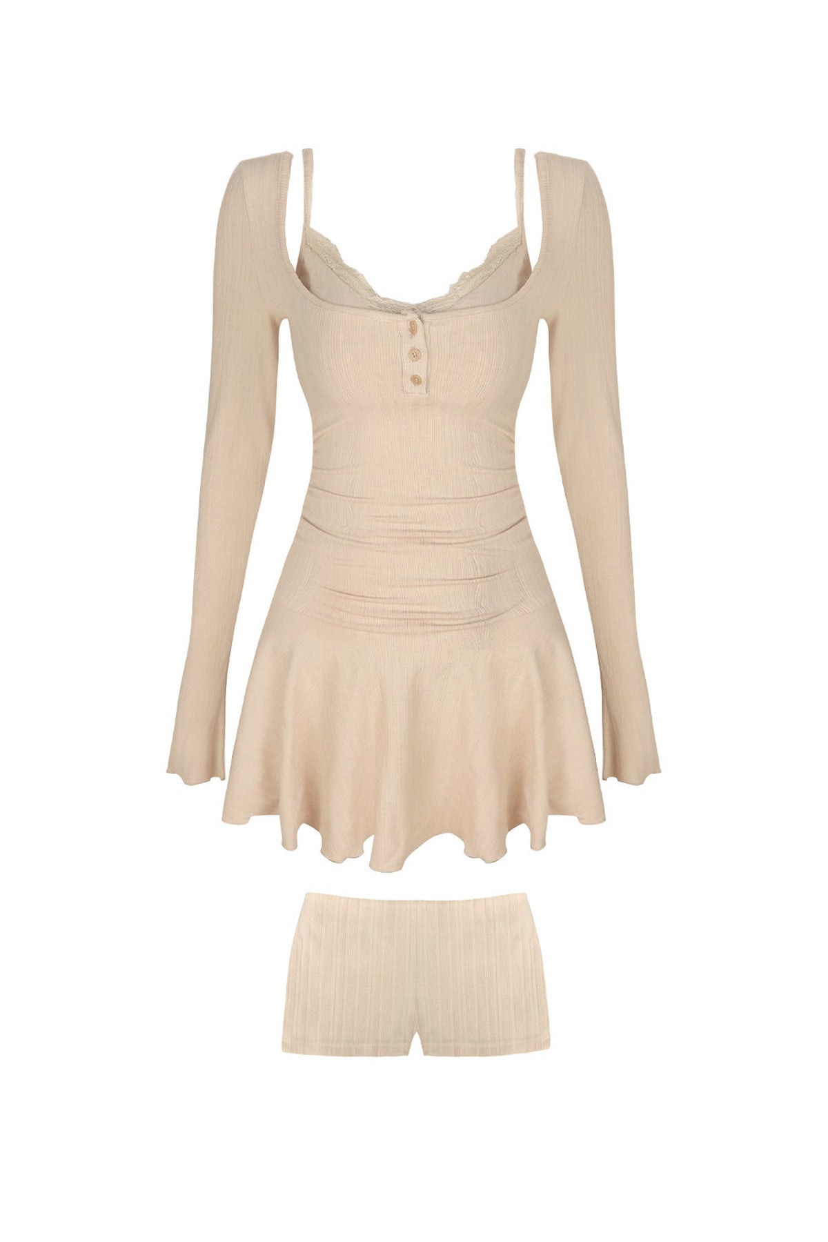 Layered-Look Square Neck Dress