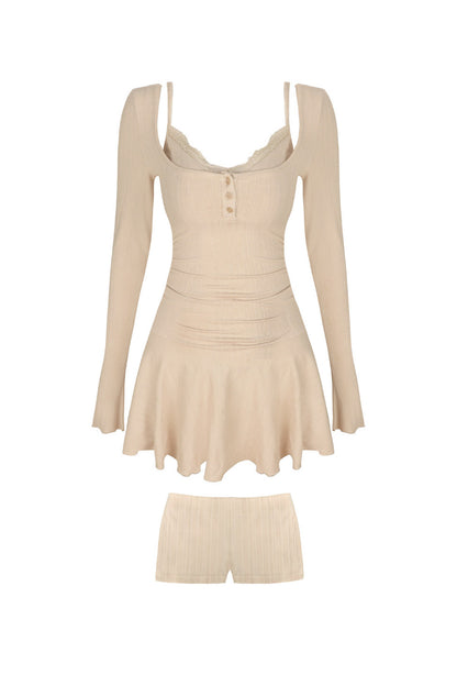 Layered-Look Square Neck Dress