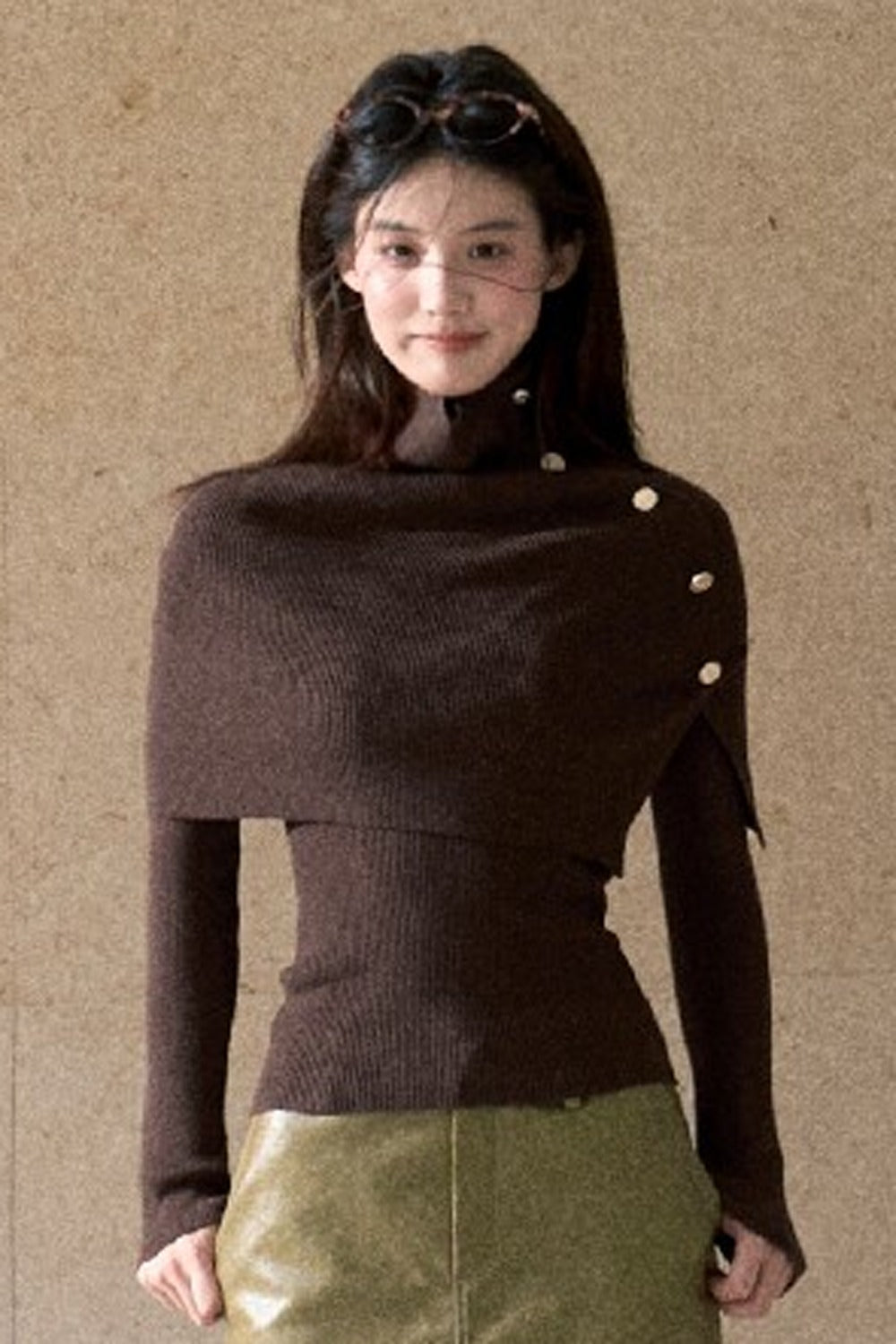Autumn Thoughts Cape Knit Top and Base Layer Set