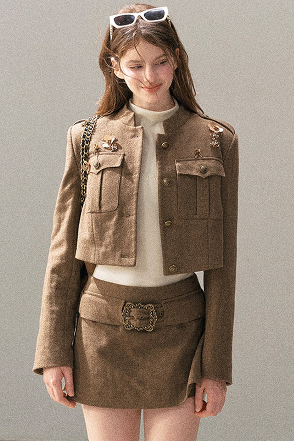 Wool Blend Jacket, Skirt and Top Set-Up
