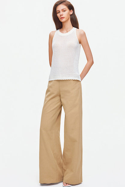 Tencel Linen Cotton Wide-Leg Trousers