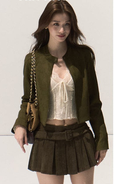 Lyocell High-Waisted Pleated Skirt