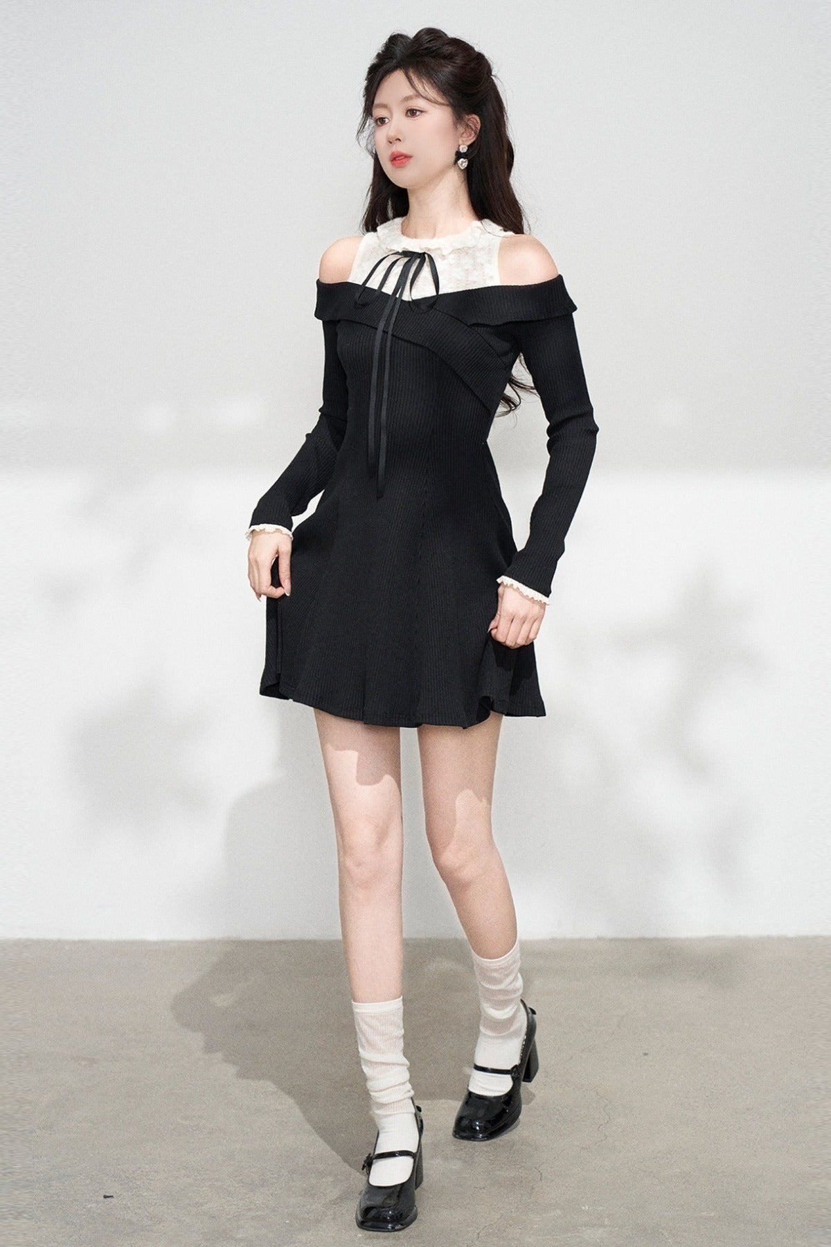 Halter Off-Shoulder Knit Dress