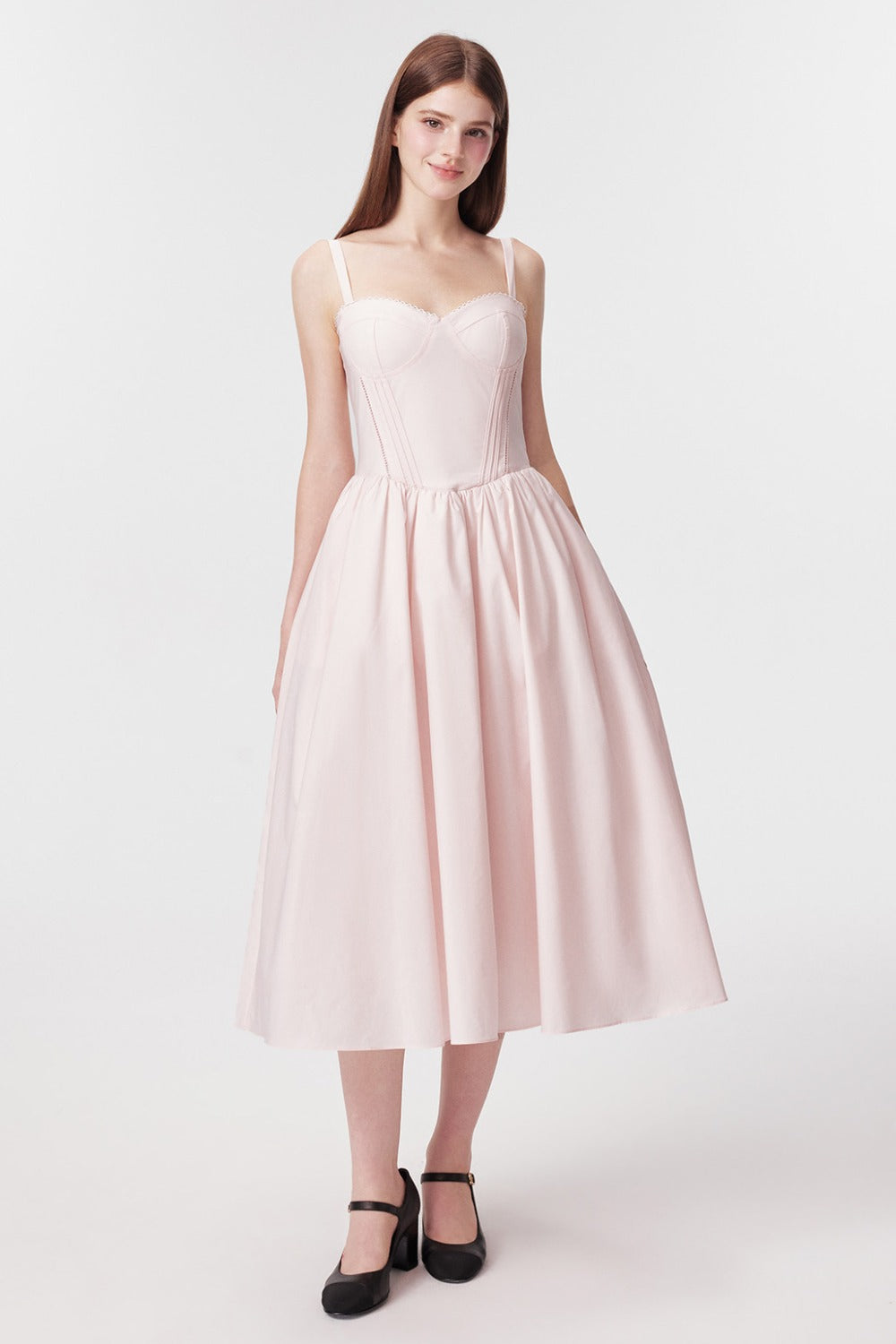 Vertical Cut Stand-Up Collar Slip Dress