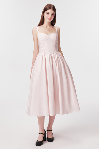 Vertical Cut Stand-Up Collar Slip Dress