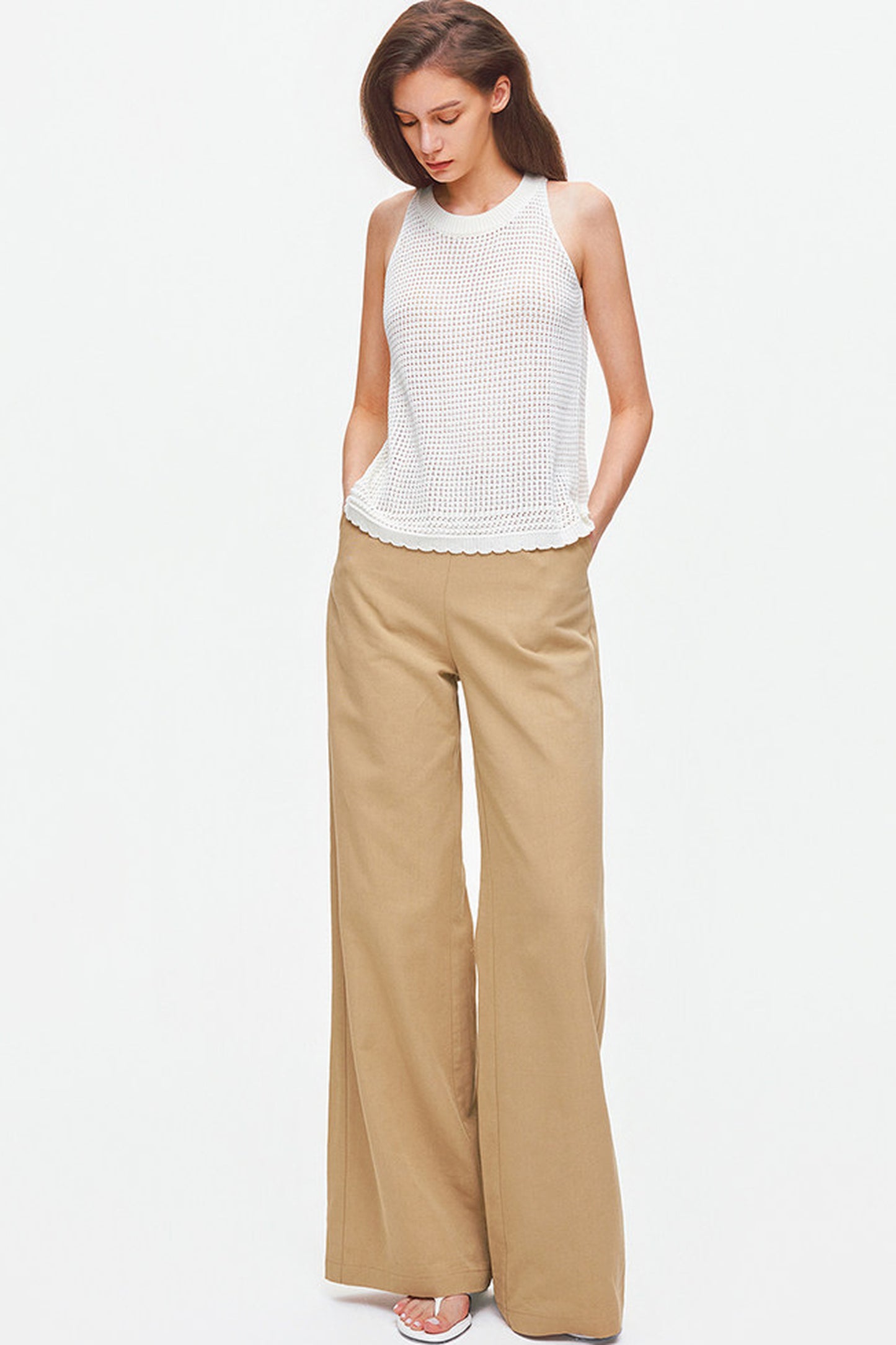 Tencel Linen Cotton Wide-Leg Trousers