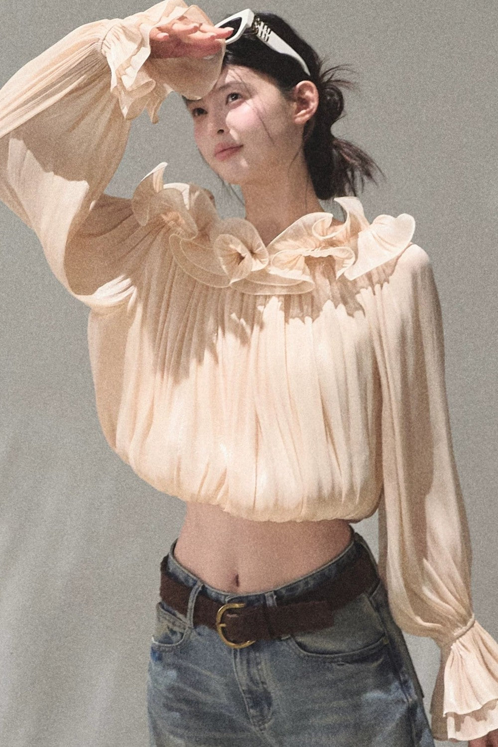 Off-Shoulder Lantern Sleeve Blouse