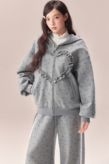 Floral Heart Hoodie and Scimitar Pants Set-Up