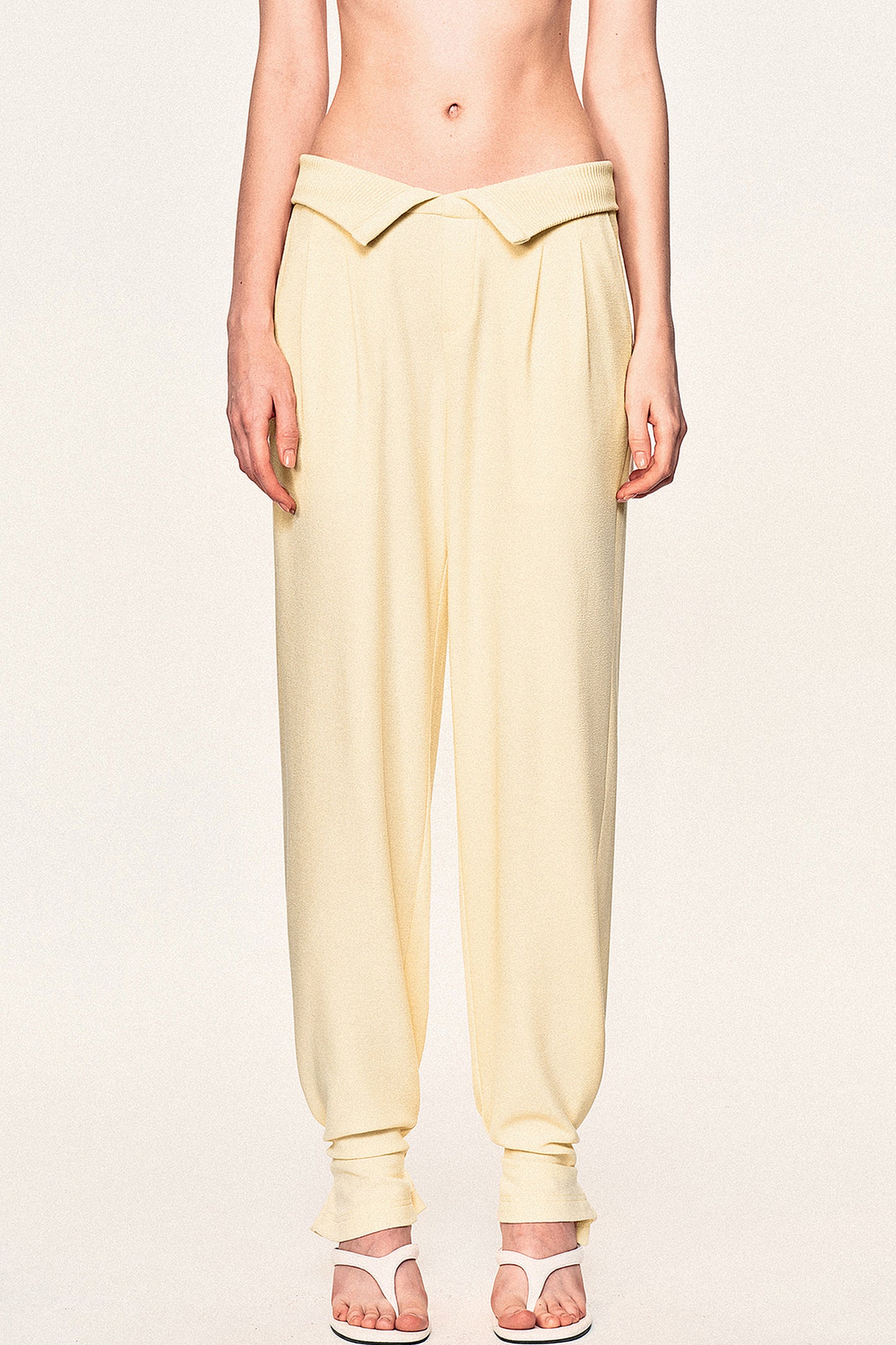 High-Waisted Fold-Over Waist Knit Pants