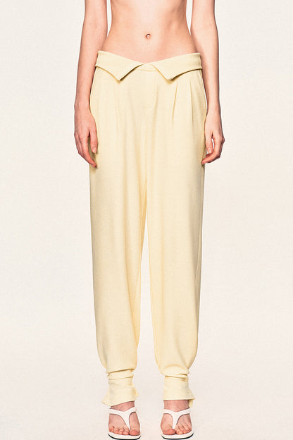 High-Waisted Fold-Over Waist Knit Pants