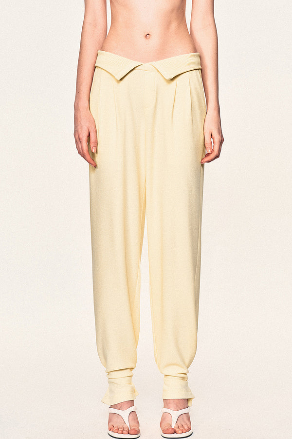High-Waisted Fold-Over Waist Knit Pants