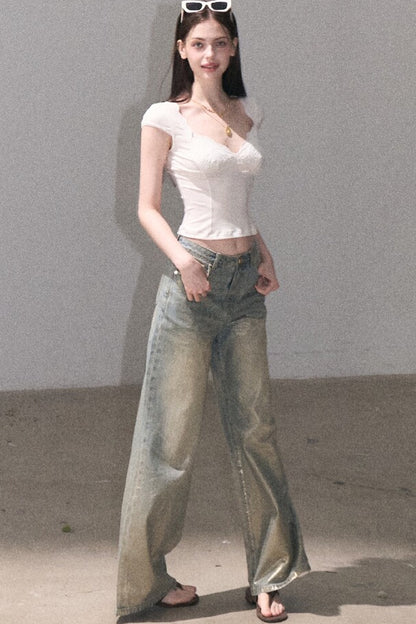 Retro Gradient Cotton Jeans