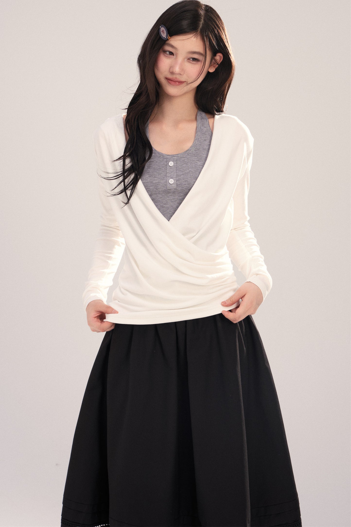 Layered-Look Long-Sleeve Top
