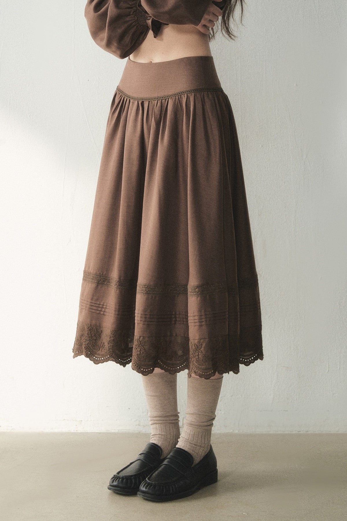 Ruffled Lyocell Shirt and Skirt Set-Up