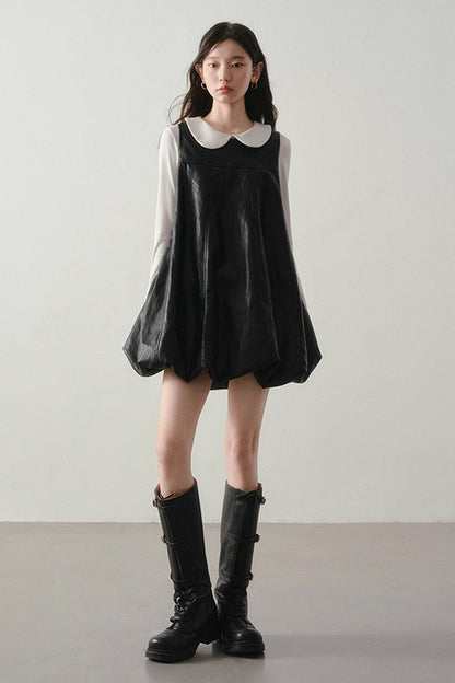 White Long-Sleeved Peter Pan Collar Top