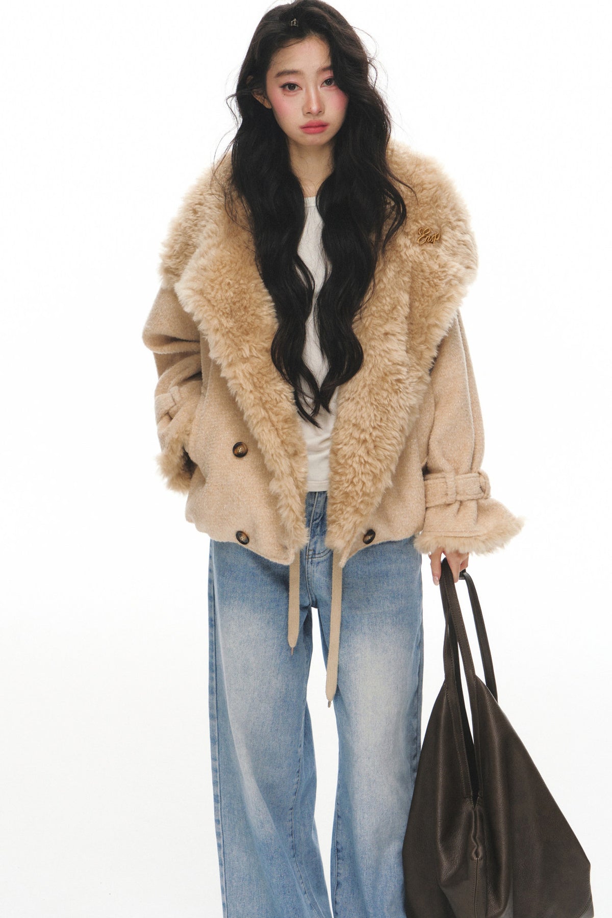 Ensemble veste courte en laine et pantalon