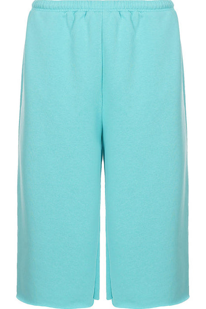Low-Waist Frayed Straight-Leg Terry Sweatpants