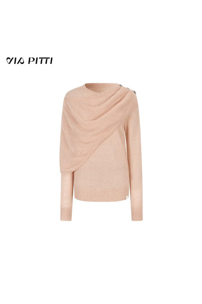 Unregelmäßiger Wollpullover mit Schalkragen