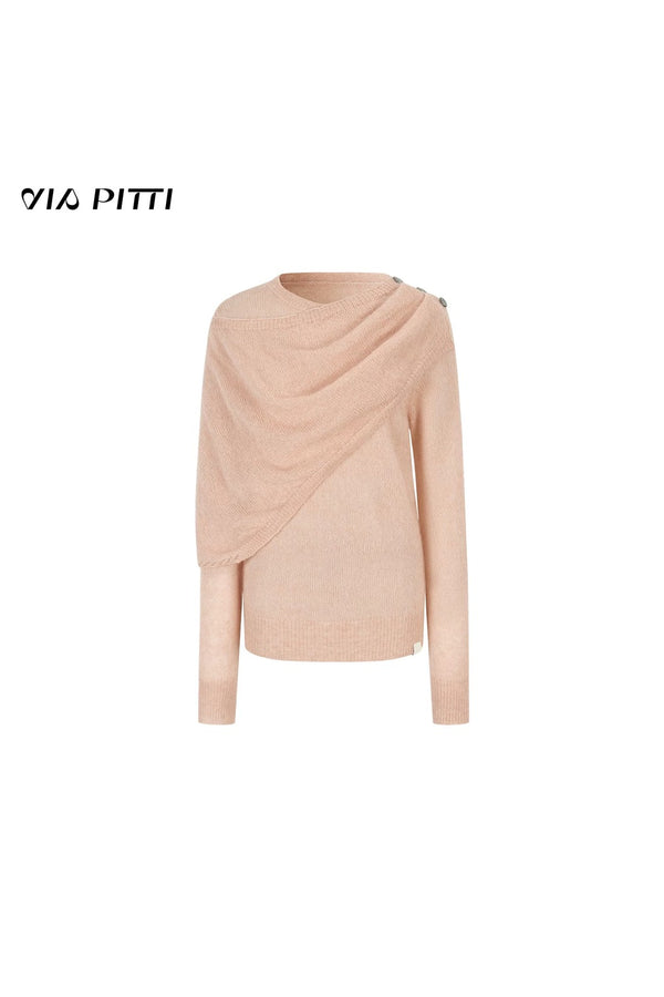 Irregular Shawl Collar Wool Sweater