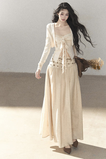 Simple Linen Cardigan and Skirt Set-Up