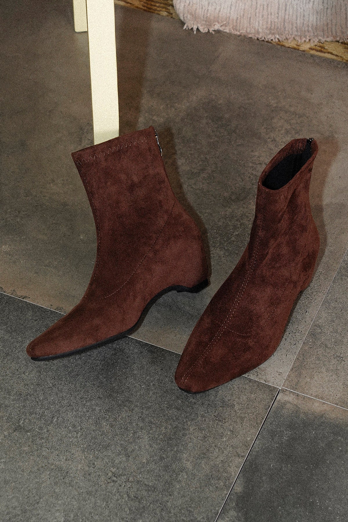 Chunky Heel Elastic Suede Ankle Boots