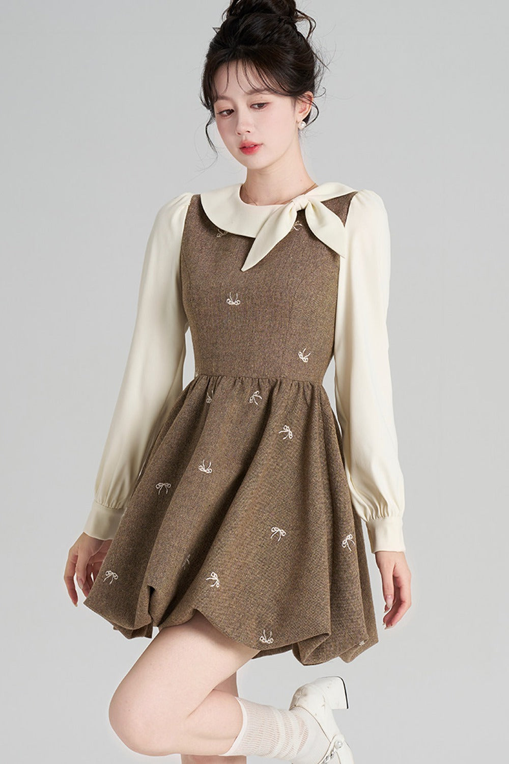 Layered-Look Floral Dress