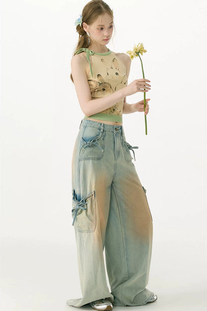 Rabbit Shadow Knitted Halter Top