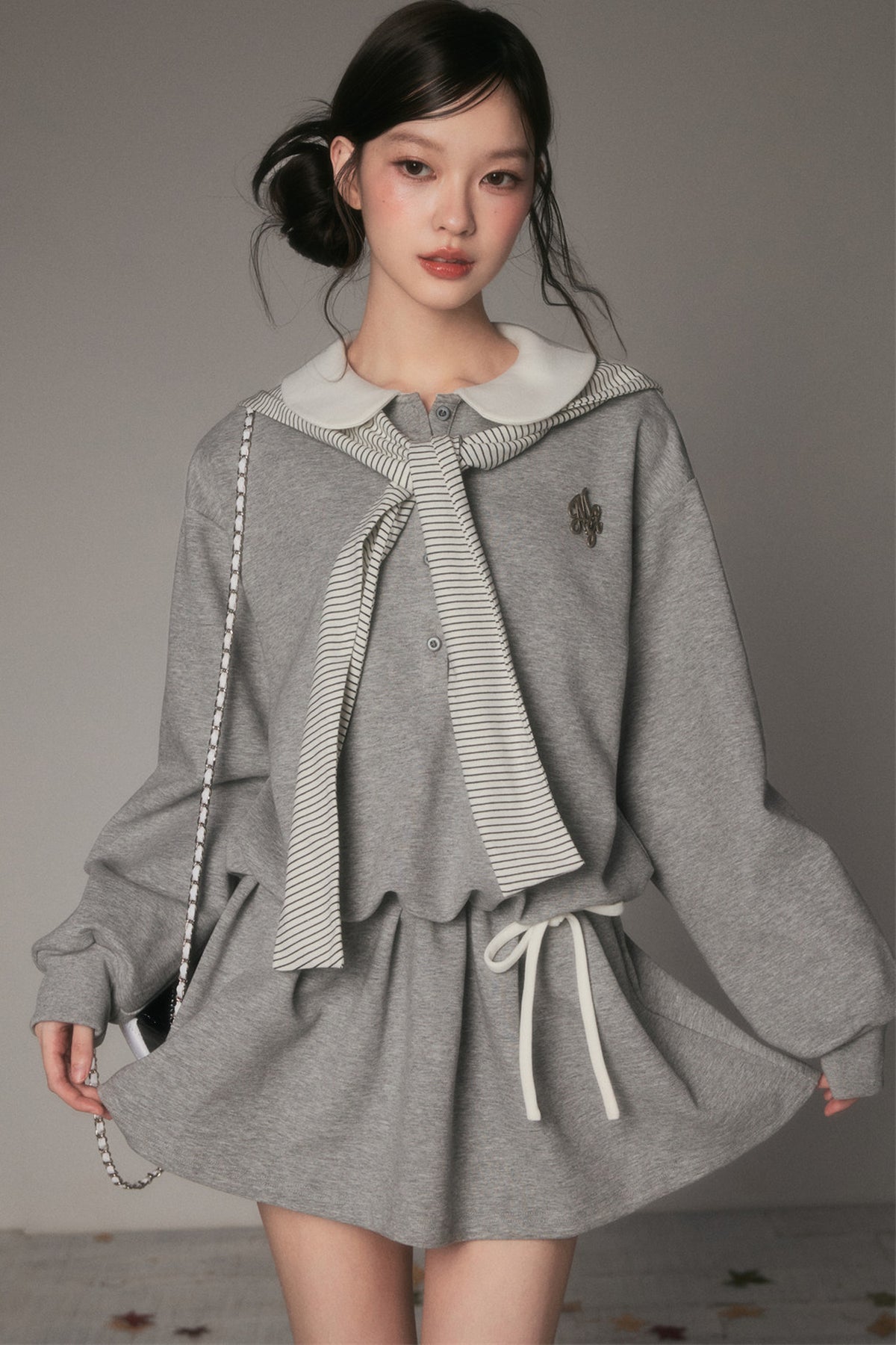 Layered-Look Long-Sleeved Sweatshirt Dress