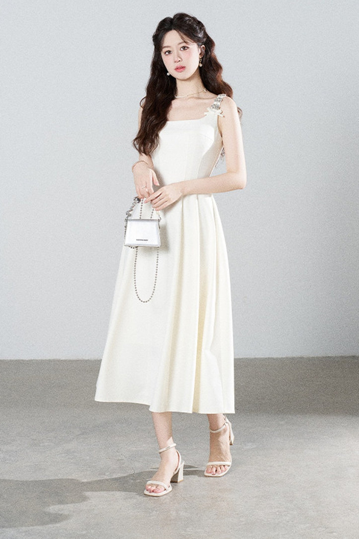 Elegant White Drapey Dress