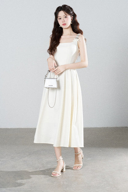 Elegant White Drapey Dress