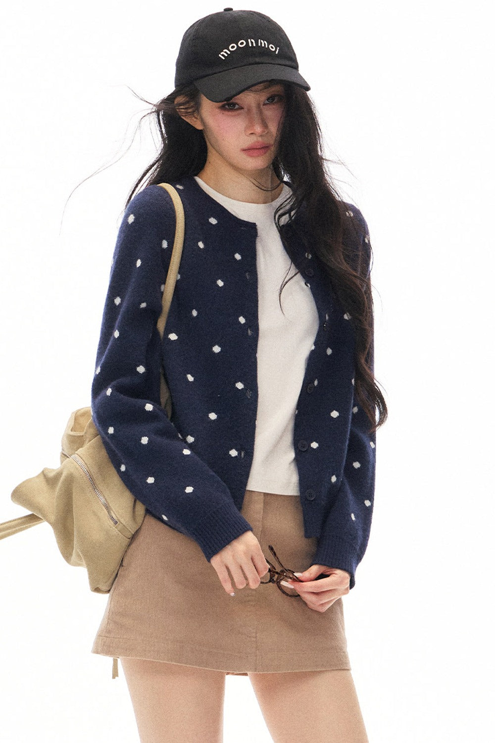 Polka Dot Knit Cardigan