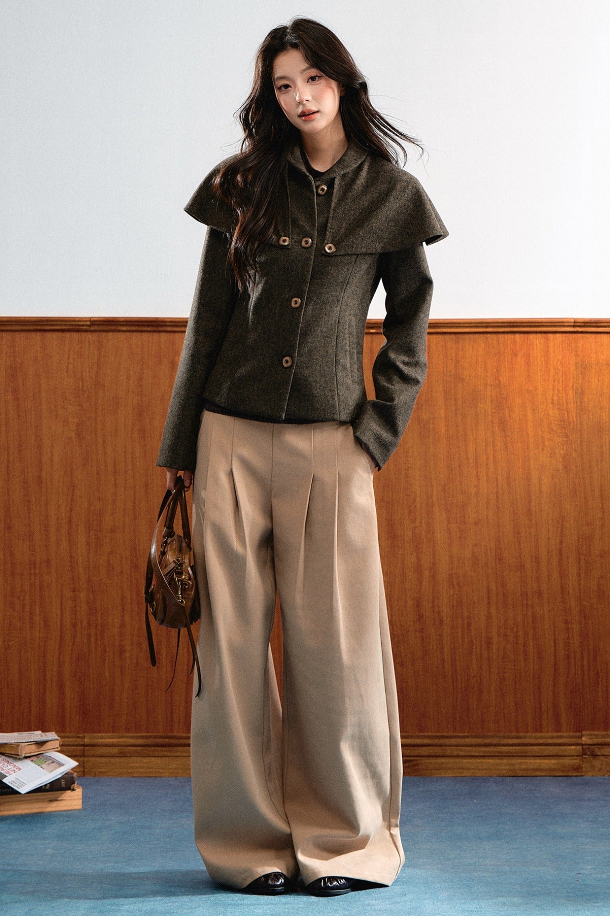 Detachable Cape Wool Coat