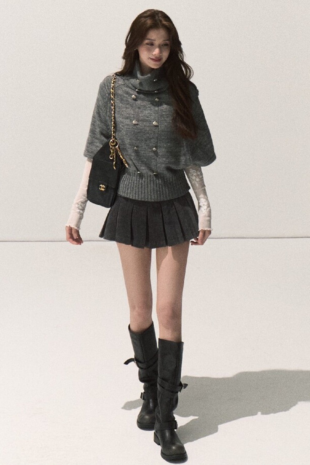 Lyocell High-Waisted Pleated Skirt